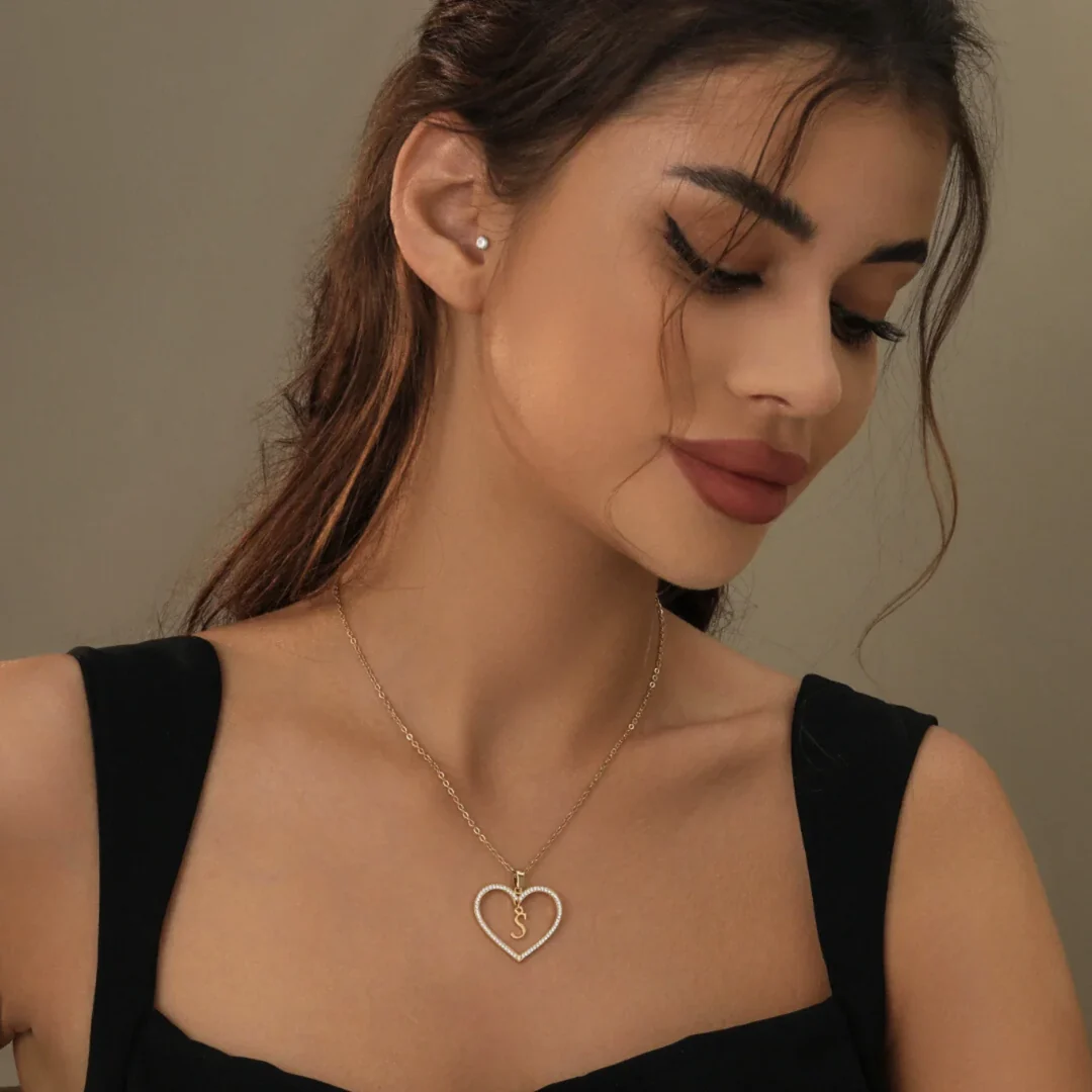 Personalized Heart Initial Necklace