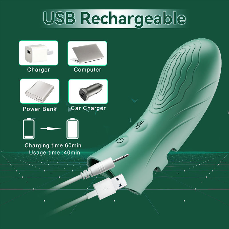 Silicone Finger Vibrator, USB Rechargeable Quiet Finger Sleeve Massager