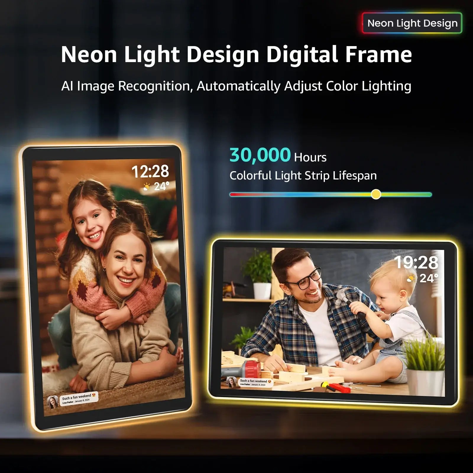 Apolosign 10.1" Neon Light Digital Photo Frame