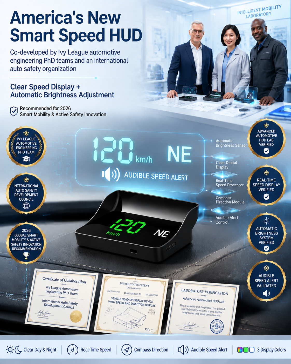【Smart In-Car HUD Co-Pilot】Works on Sedans, SUVs, Pickups, RVs, and More! 30-Day Risk-Free Trial