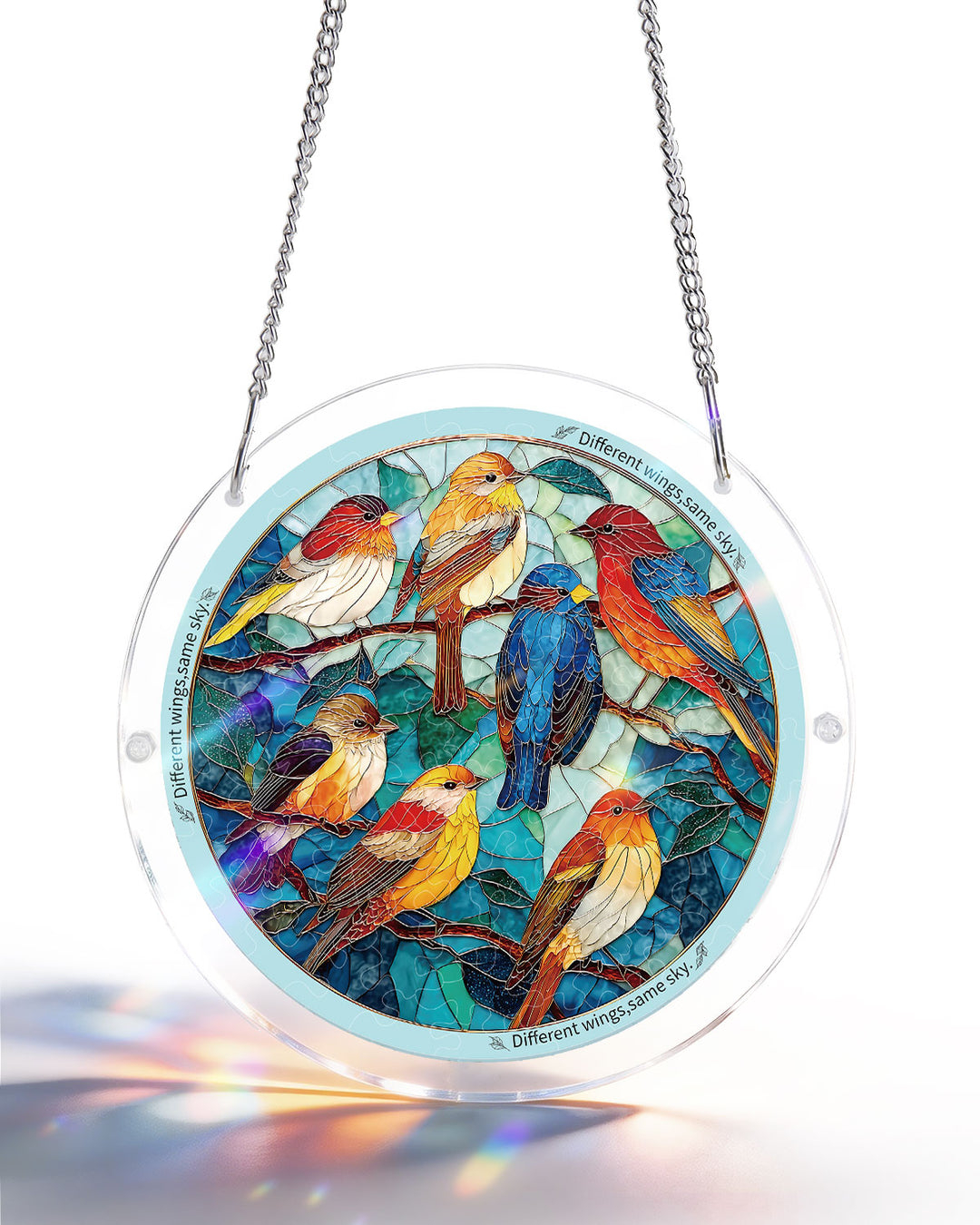 Acrylic Jigsaw Puzzle Suncatcher - Glowing Feather Haven
