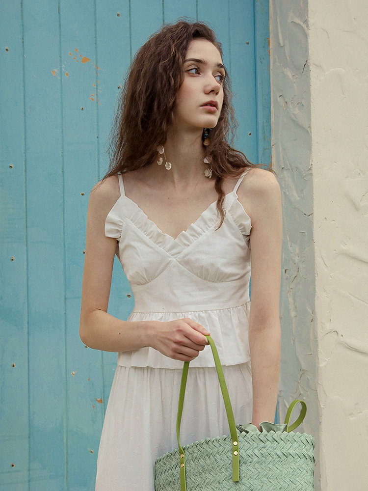 White Ruffled Halter Top