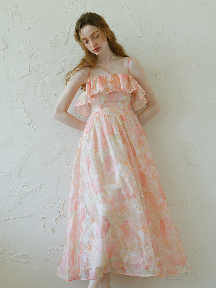 Buy French Romantic Ruffle Floral Slip Dress - Megustas