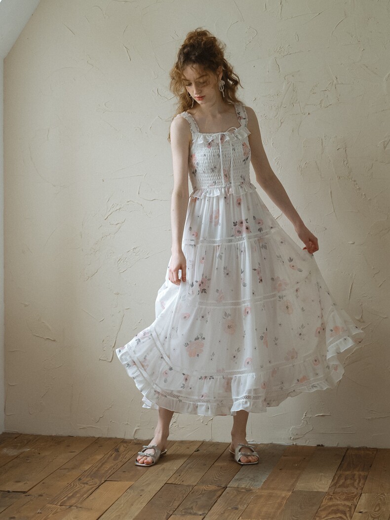 Buy Floral Smocked Slip Dress - Megustas