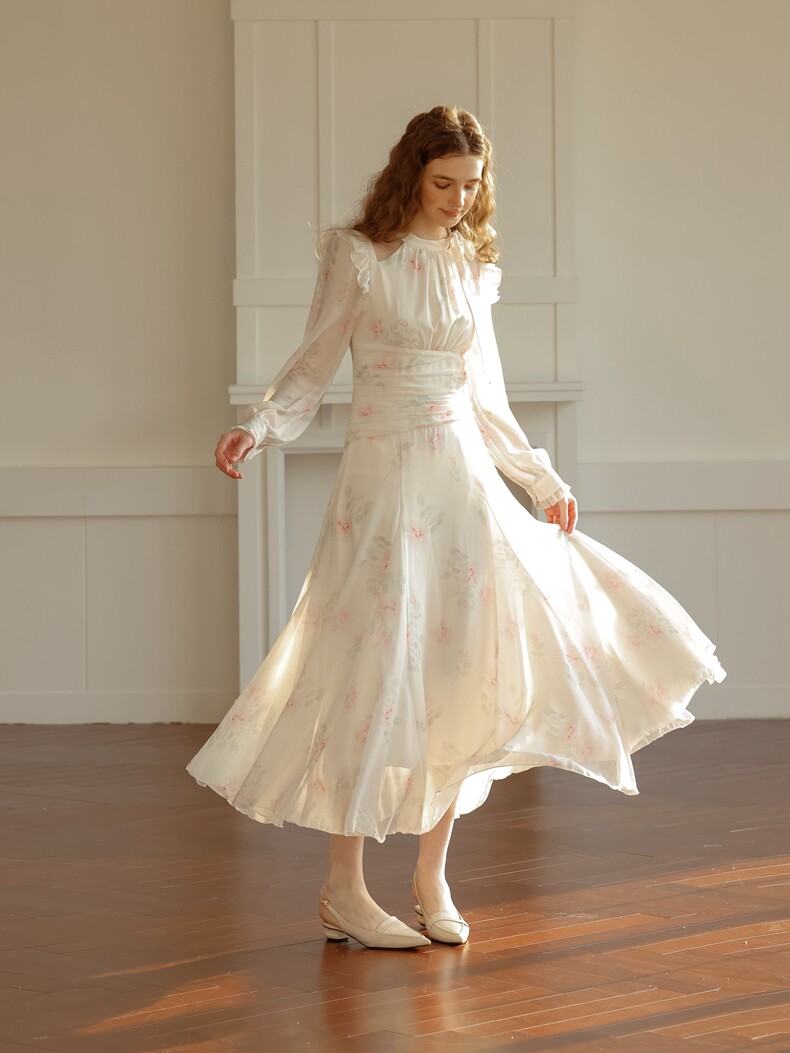 Buy French Romantic Cutout Floral Dress - Megustas