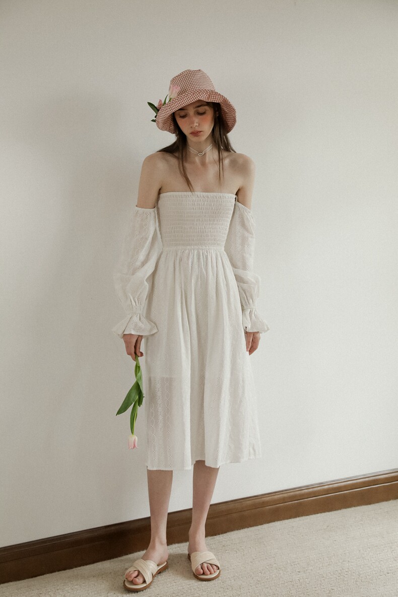 Summer Vacation Off-shoulder White Dress