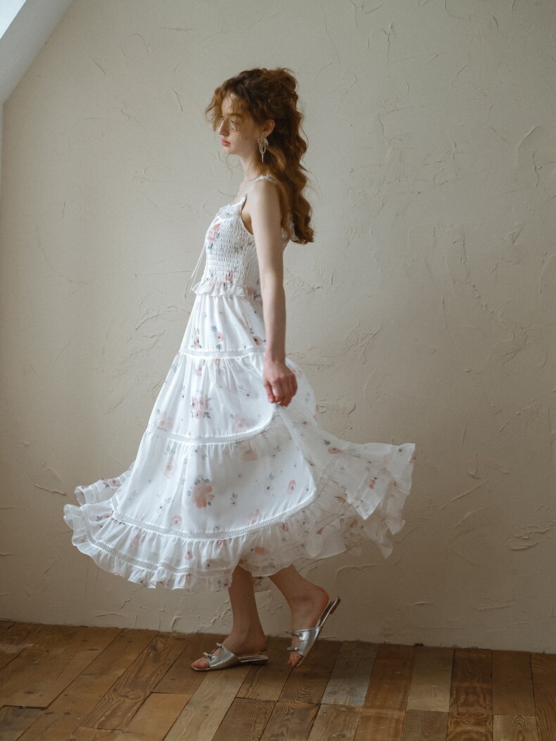 Buy Floral Smocked Slip Dress - Megustas