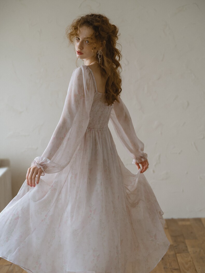 Dreamy High Waist Chiffon Floral Dress