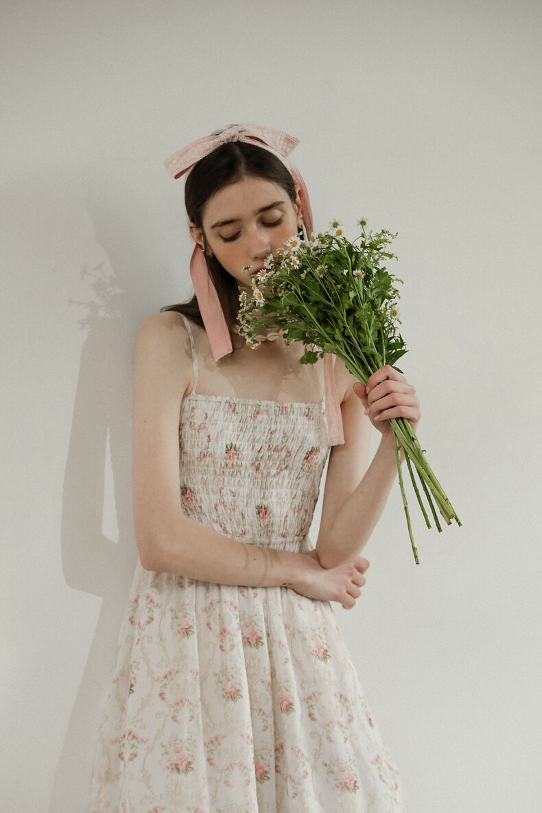 Smocked Straight Neck Floral Tiered Slip Dress