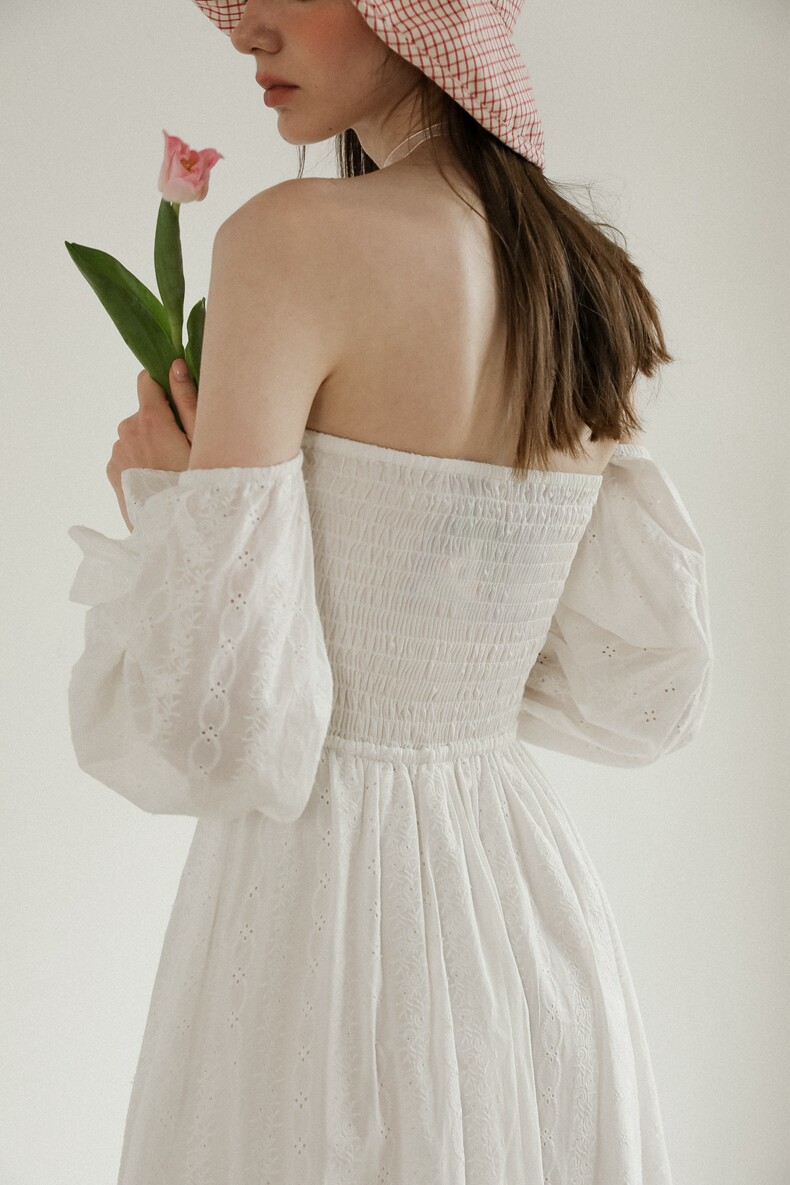 Summer Vacation Off-shoulder White Dress