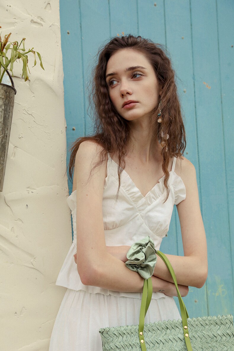 White Ruffled Halter Top