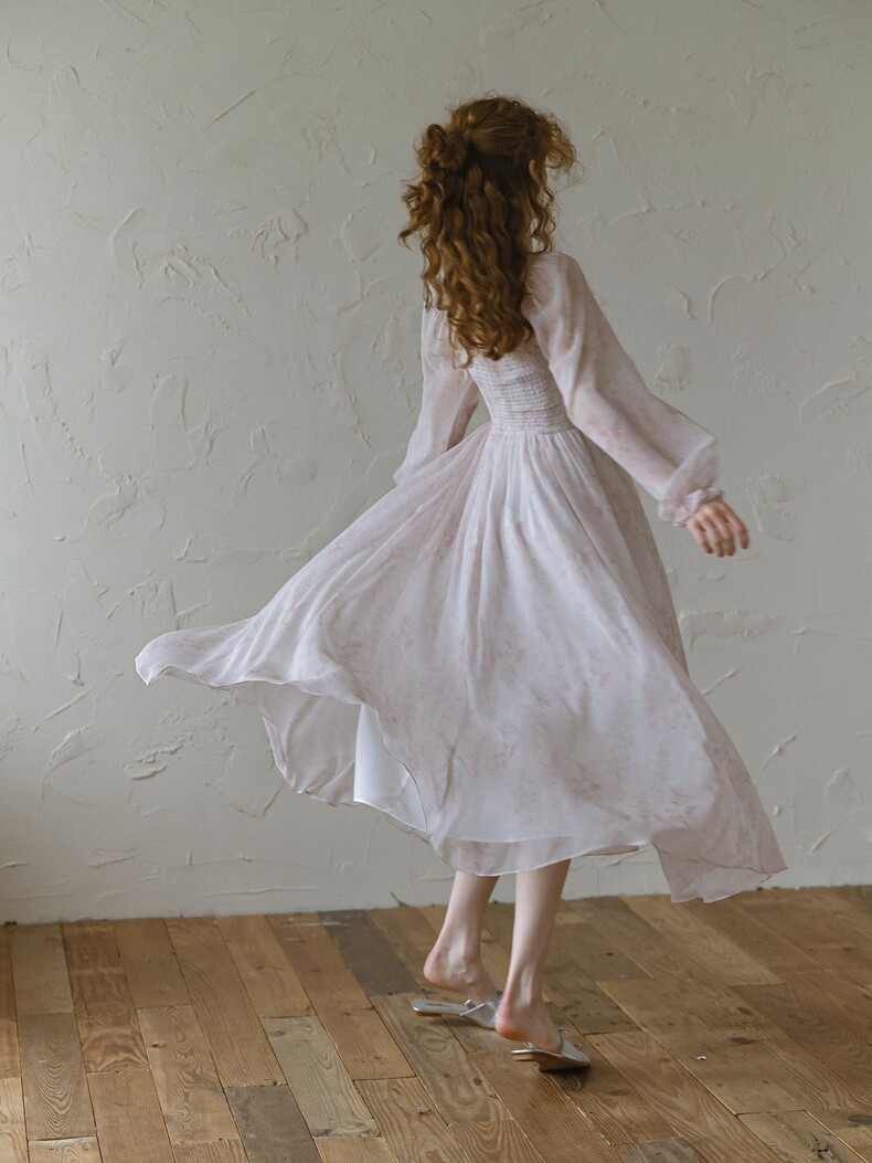 Dreamy High Waist Chiffon Floral Dress