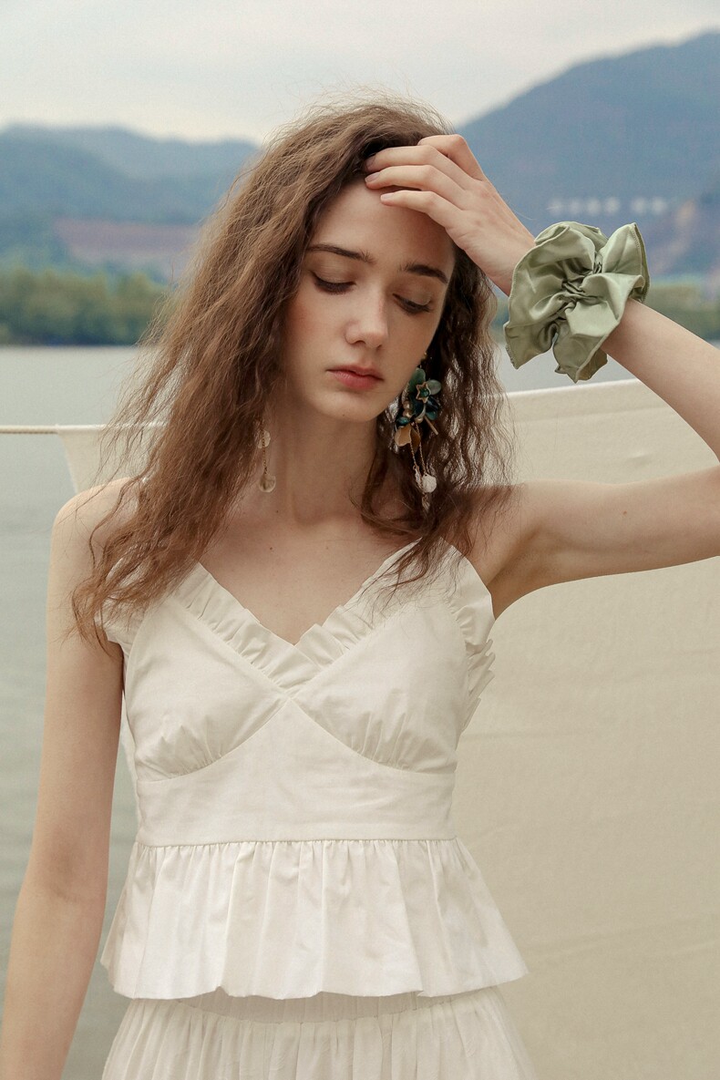 White Ruffled Halter Top