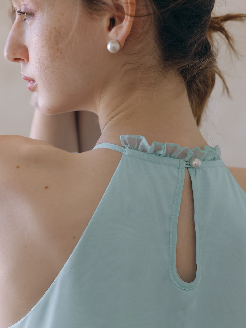 Light Blue Sleeveless Tiered Chiffon Dress