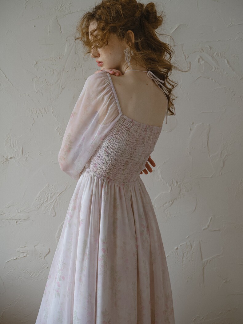 Dreamy High Waist Chiffon Floral Dress