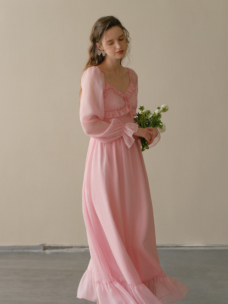 Buy Elegant Pink Tulle Maxi Dress - Megustas