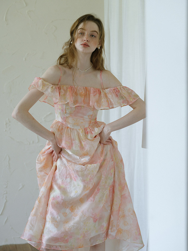 Buy French Romantic Ruffle Floral Slip Dress - Megustas