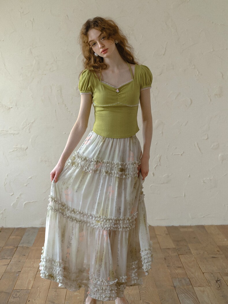 Buy Avocado Green Floral Lace Set - Megustas