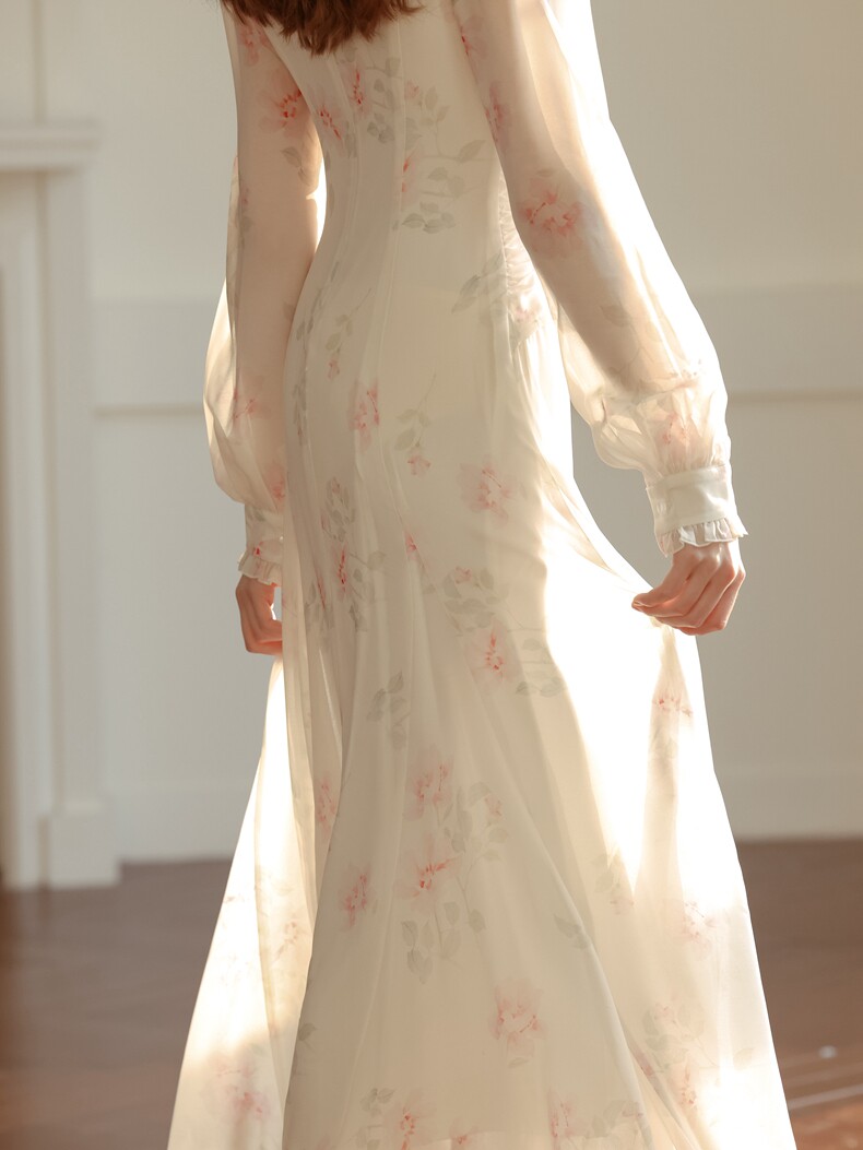Buy French Romantic Cutout Floral Dress - Megustas