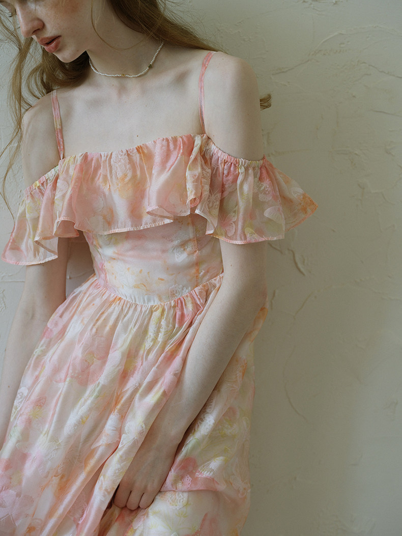 Buy French Romantic Ruffle Floral Slip Dress - Megustas