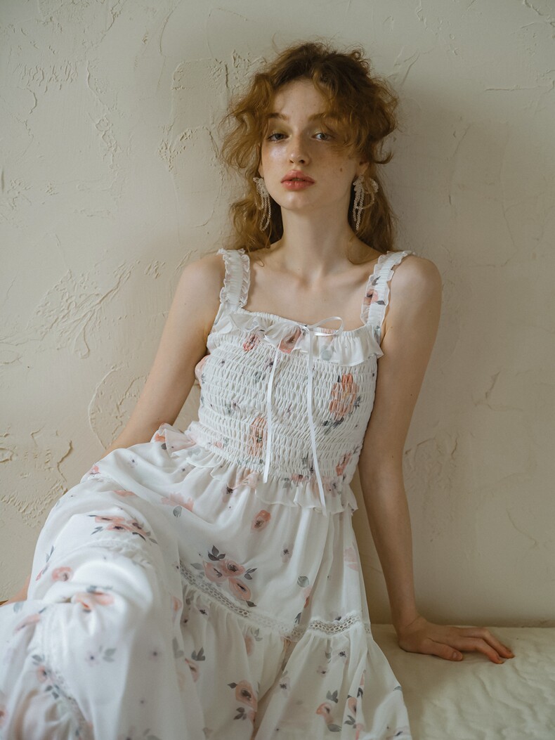 Buy Floral Smocked Slip Dress - Megustas