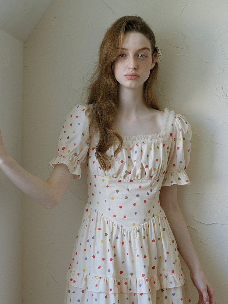 Sweet Retro Puff Sleeve Polka Dot Dress