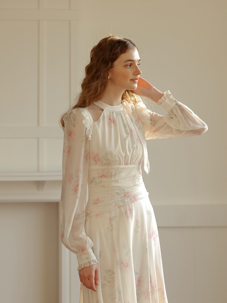 Buy French Romantic Cutout Floral Dress - Megustas