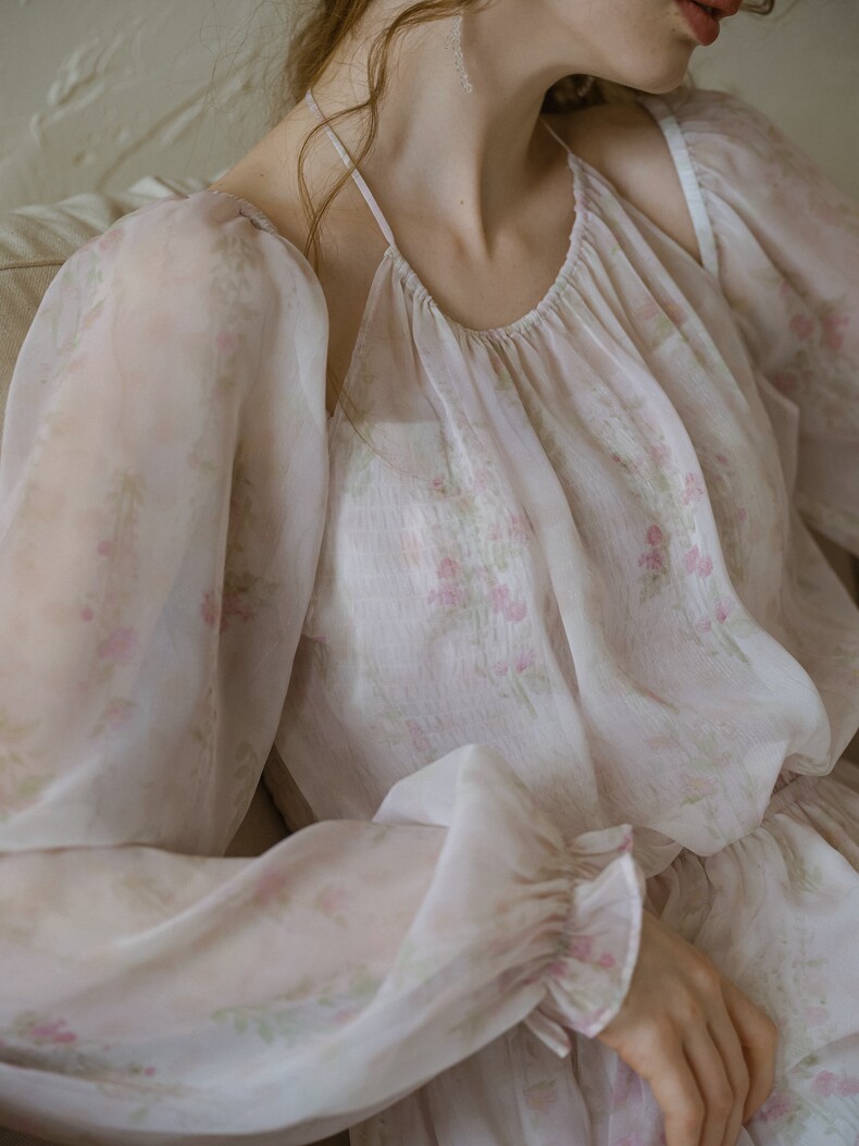 Dreamy High Waist Chiffon Floral Dress
