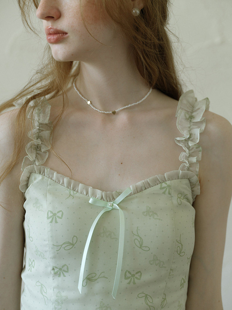 Light Green Tiered Cake Slip Dress