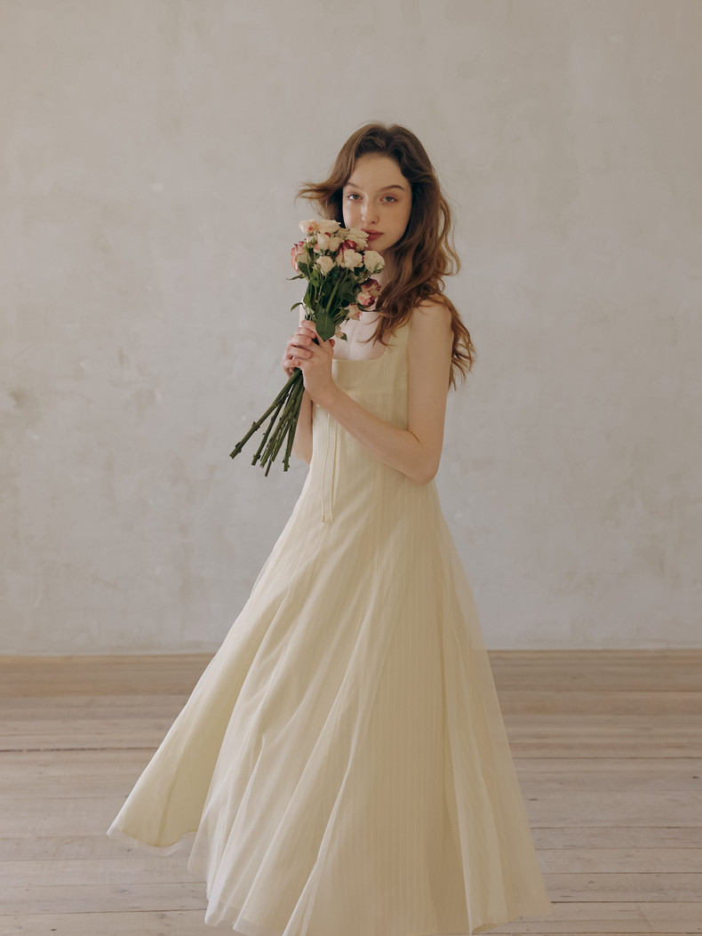 Buy French Retro Square Neck Tulle Dress - Megustas
