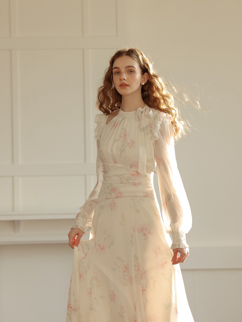 Buy French Romantic Cutout Floral Dress - Megustas