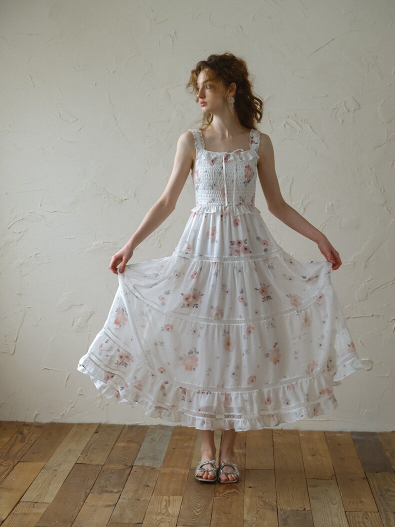 Buy Floral Smocked Slip Dress - Megustas