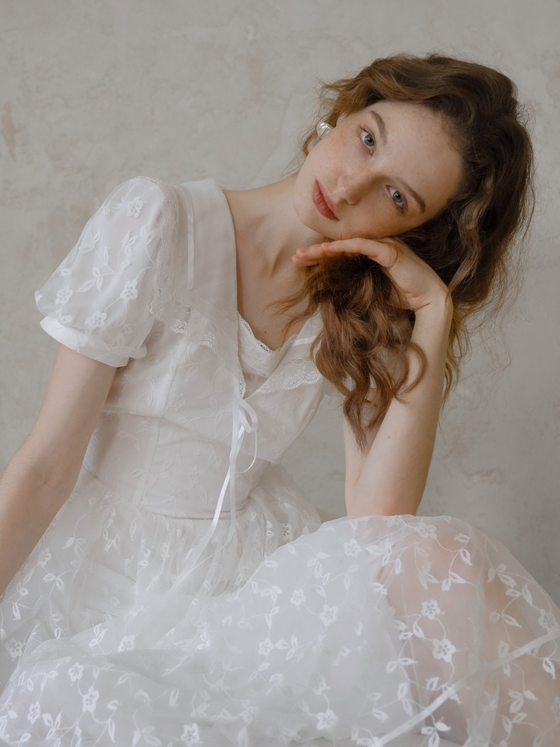 Buy  Elegant White Lace A-line Dress - Megustas