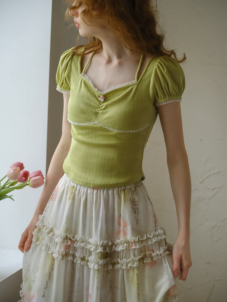 Buy Avocado Green Floral Lace Set - Megustas