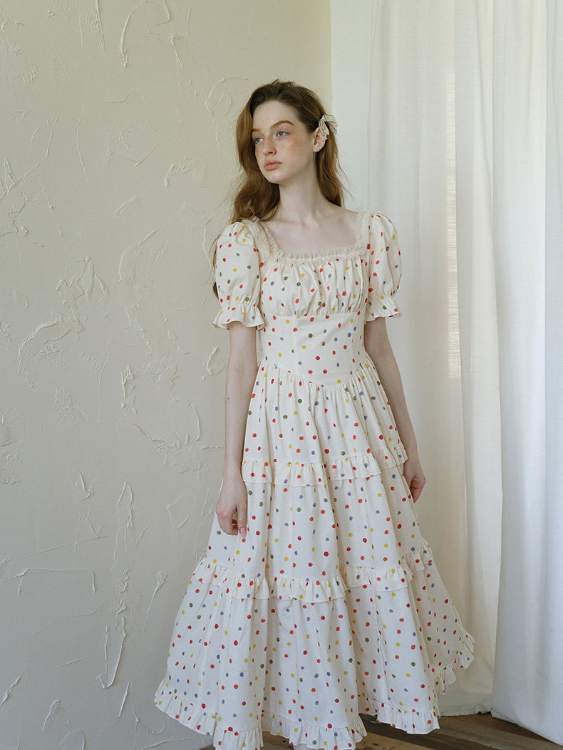 Sweet Retro Puff Sleeve Polka Dot Dress