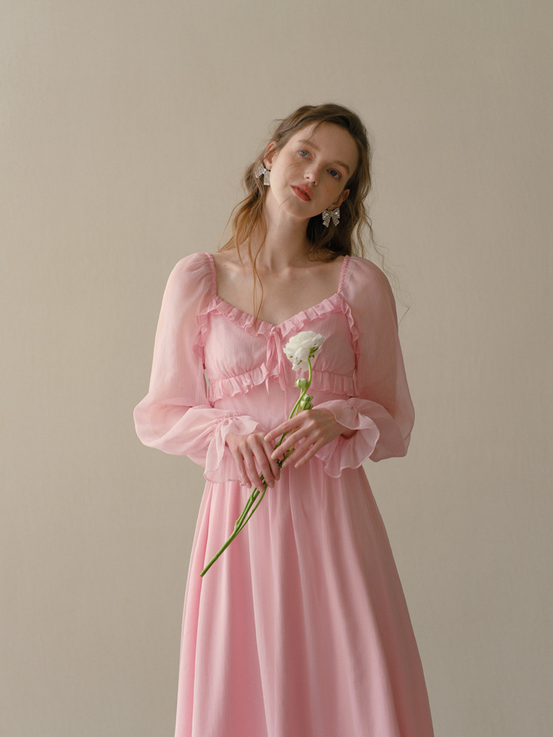Buy Elegant Pink Tulle Maxi Dress - Megustas