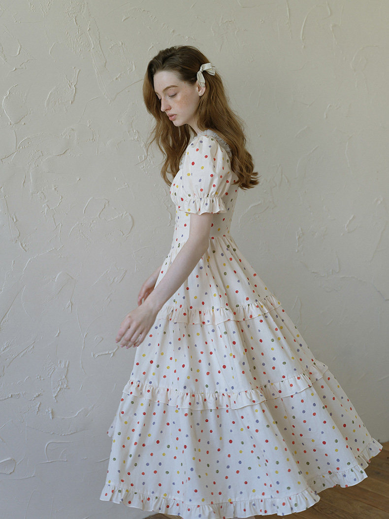 Sweet Retro Puff Sleeve Polka Dot Dress