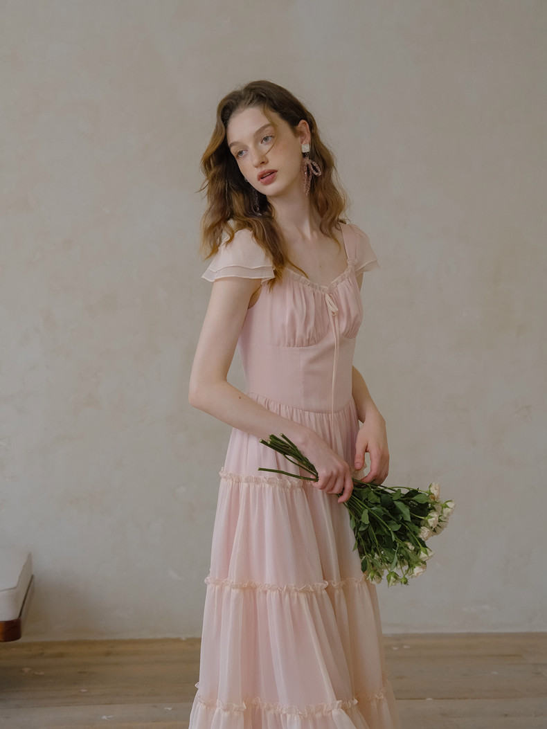 Buy Romantic Chiffon Tiered Long Dress - Megustas