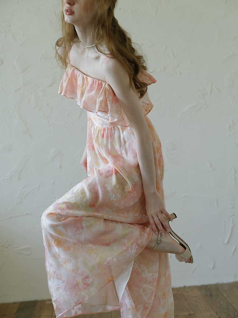 Buy French Romantic Ruffle Floral Slip Dress - Megustas