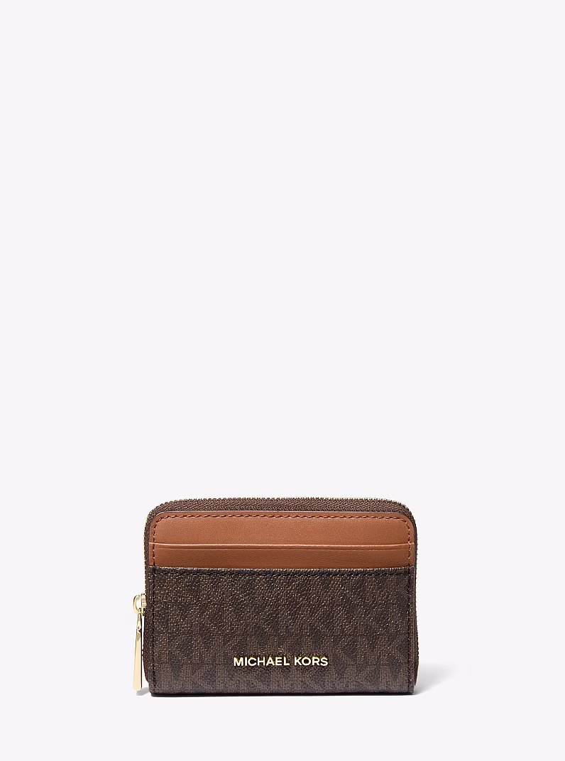 Petit porte-cartes entièrement zippé Jet Set à logo Signature
