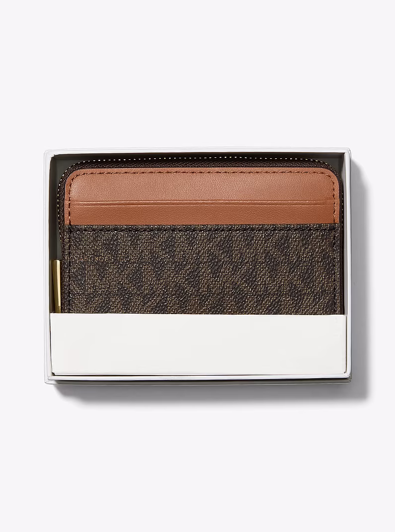 Petit porte-cartes entièrement zippé Jet Set à logo Signature