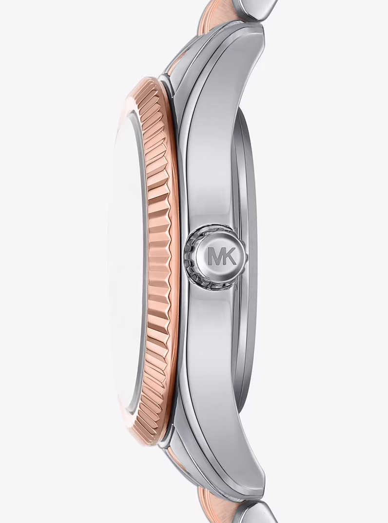 Coffret-cadeau avec montre Lexington bicolore à pierres pavées et bracelets à glissière