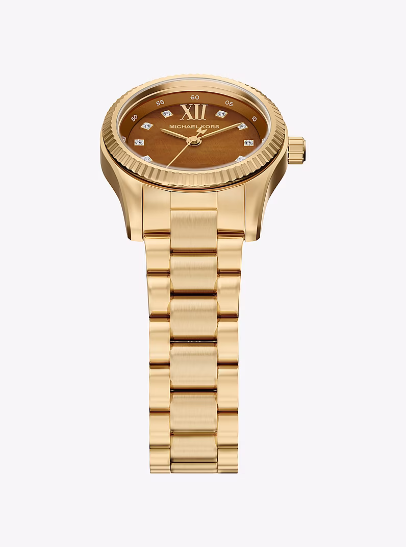 Petite montre Lexington dorée à pierres pavées