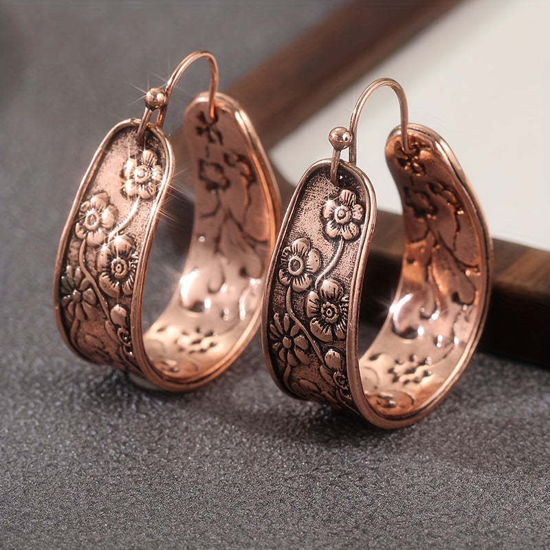 Antique Floral Réz Fülbevalók