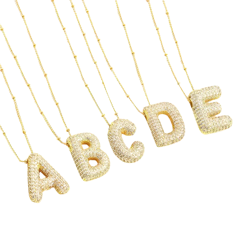 Bubble letter initial Nyaklánc szett | Arany