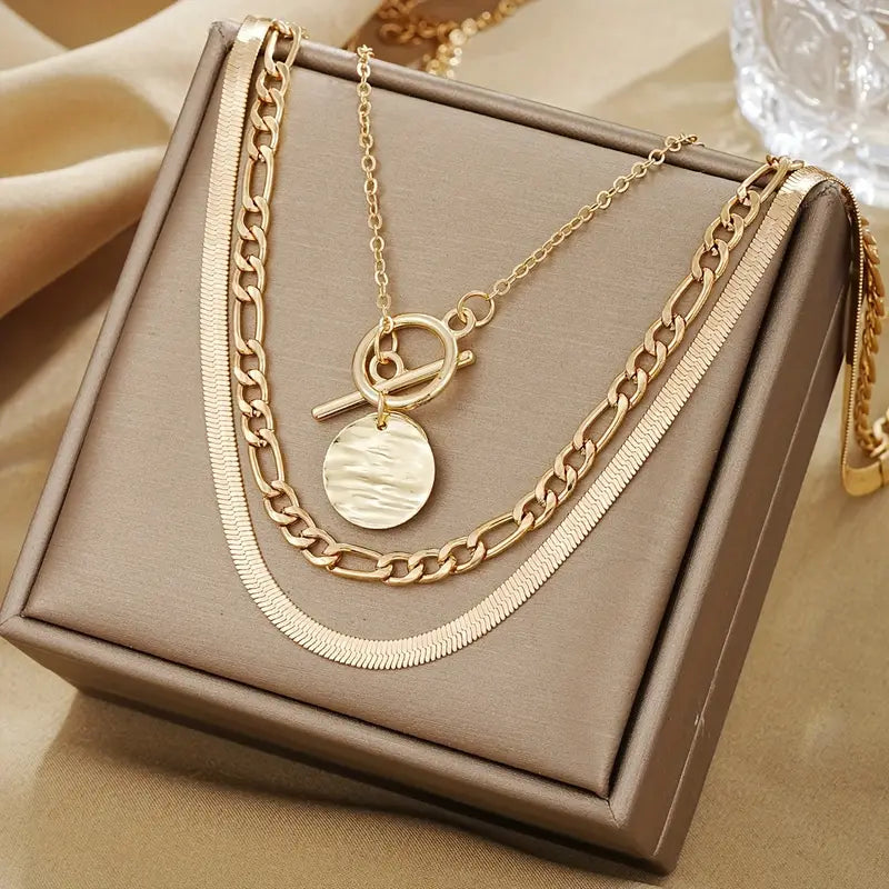 Savira Texturált Coin Layered Nyaklánc | Arany