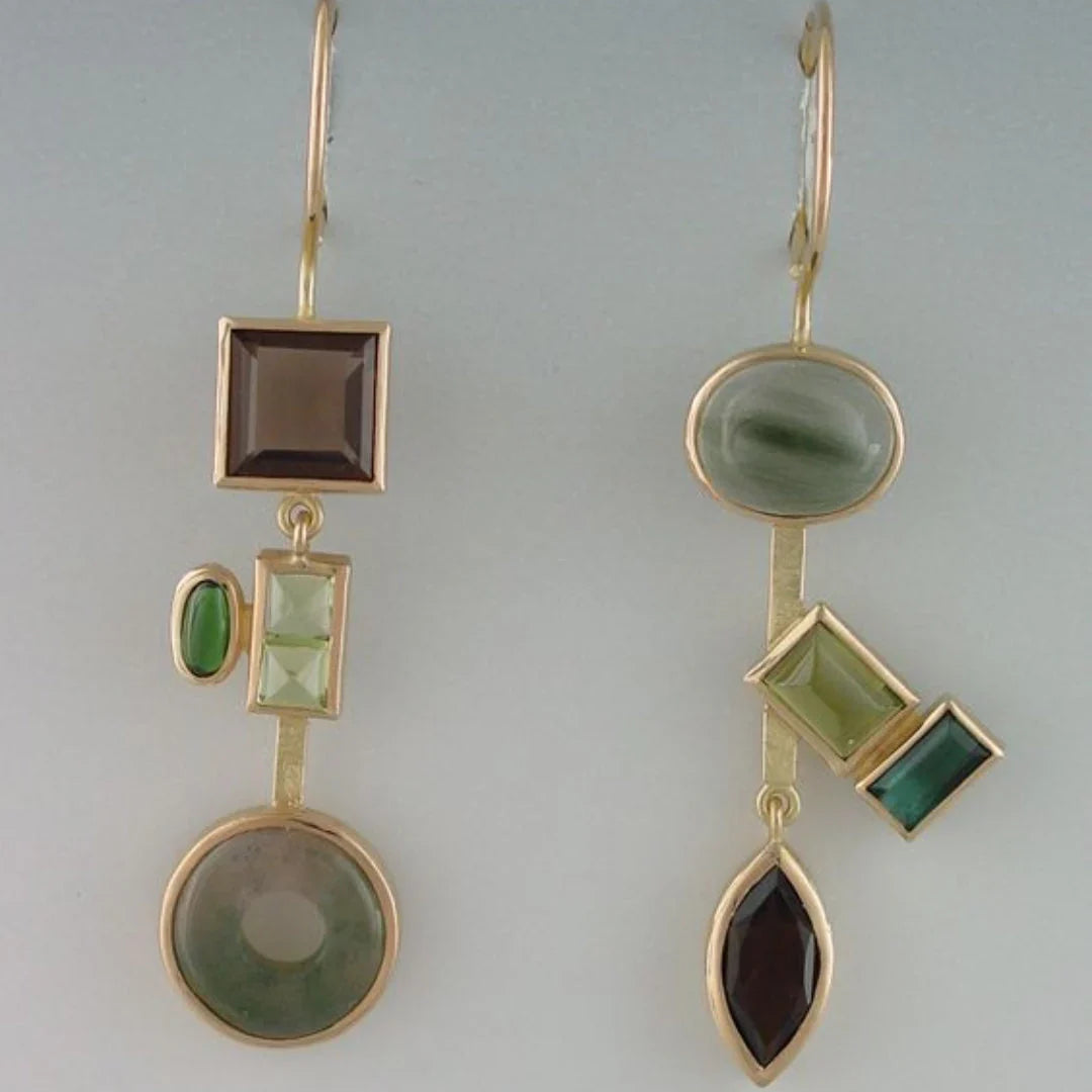 Vintage Dangling Kristály Forest Fülbevalók | Arany