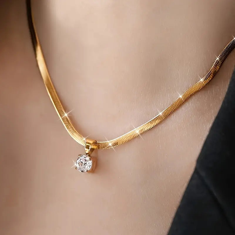 Elegáns Rhinestone Medál Nyaklánc | Arany