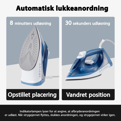 Vapren V4 Max dampstrygejern: 2400W, keramisk sål, 350 ml tank. 5-trins temperatur, anti-dryp, tør og våd brug. Foldfri på få sekunder.