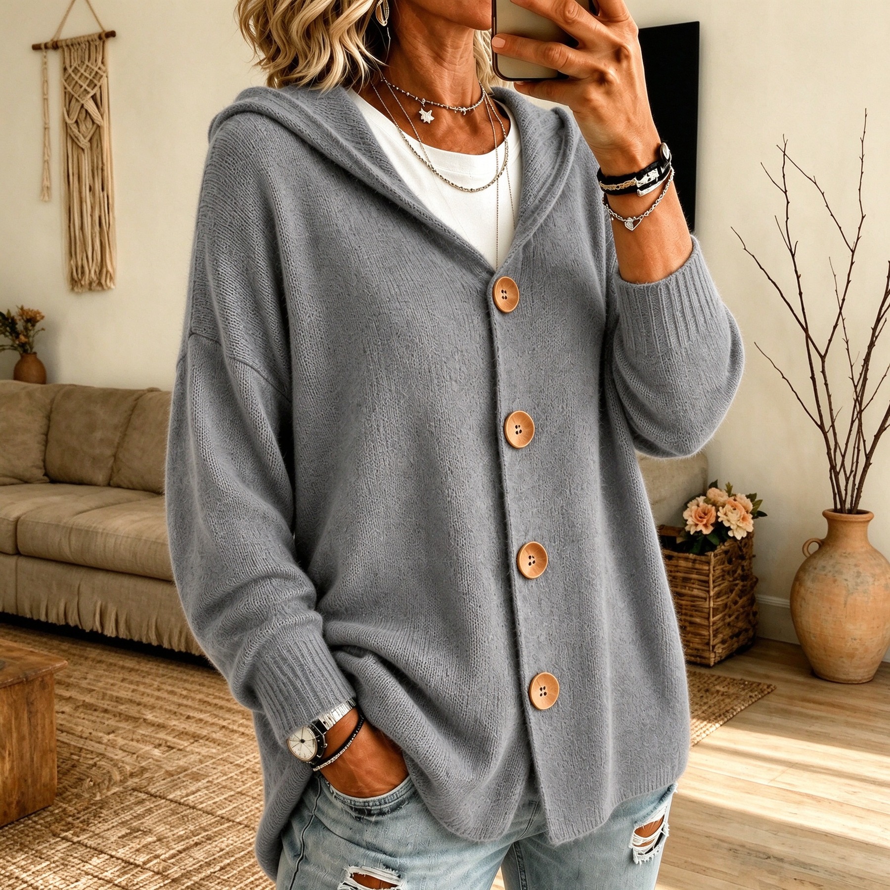 Women’s Relaxed Hooded Knit Cardigan